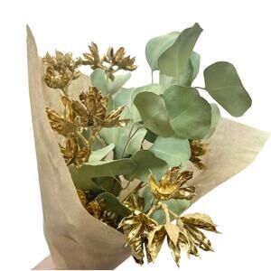 Dry Eucalyptus Mixed Bouquet | Dried Gold Arrangment & Silver Dollar Eucalyptus